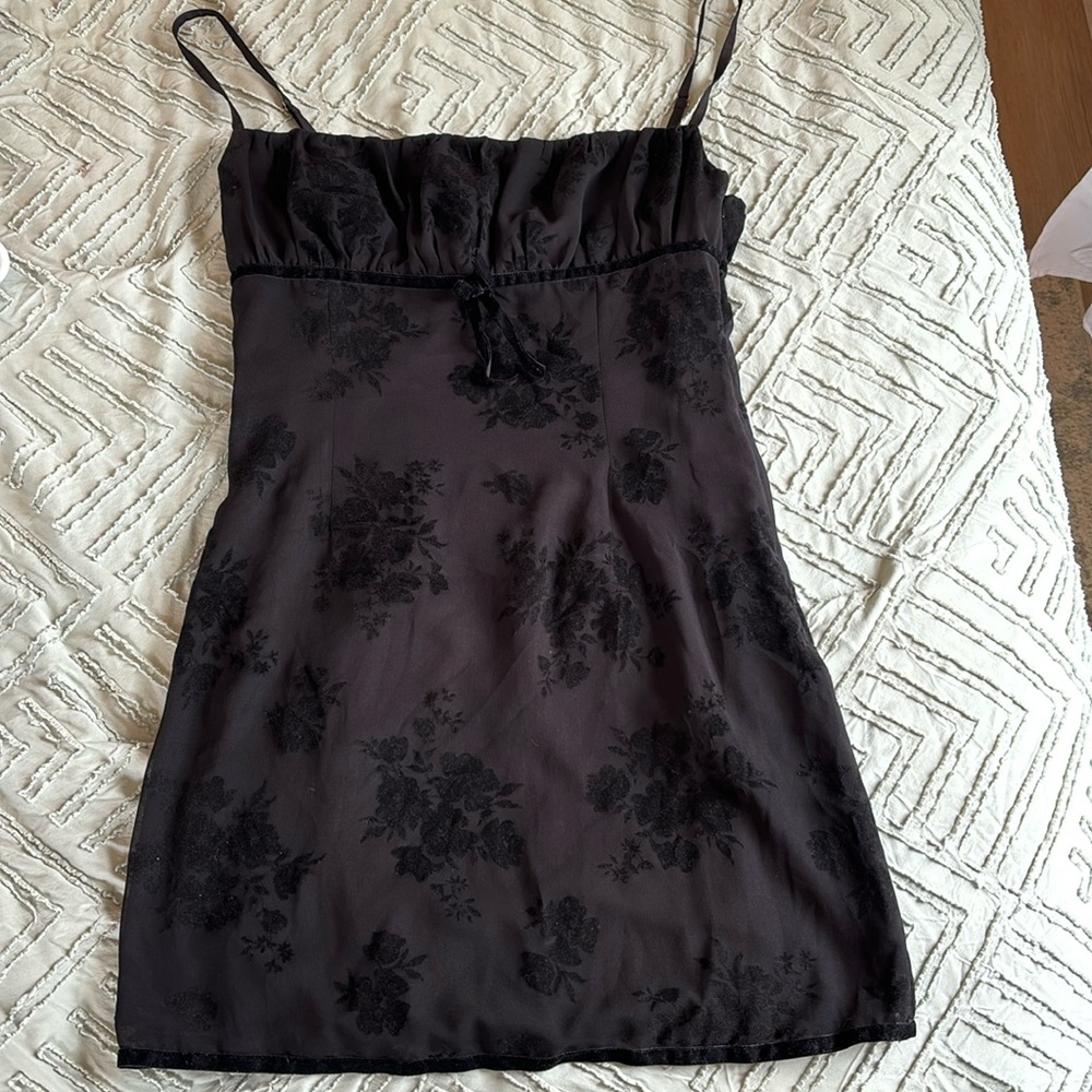 Black Mini Dress Floral - Princess Polly
